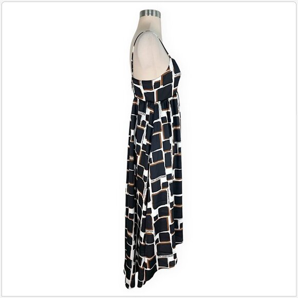 Karl Lagerfeld Printed Drop Hem Sweetheart Midi Logo Charm Dress NWT New 6 - Picture 4 of 6
